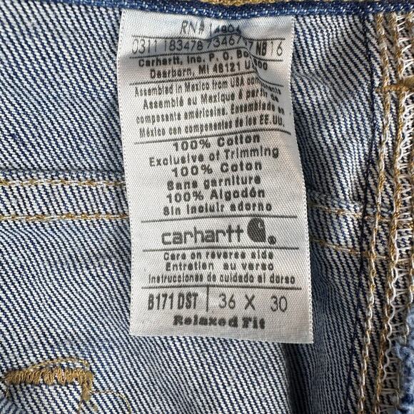 NWT Carhartt Jeans Mens 36x30 Relaxed Fit Carpenter B171 Straight Leg Workwear - Picture 9 of 10